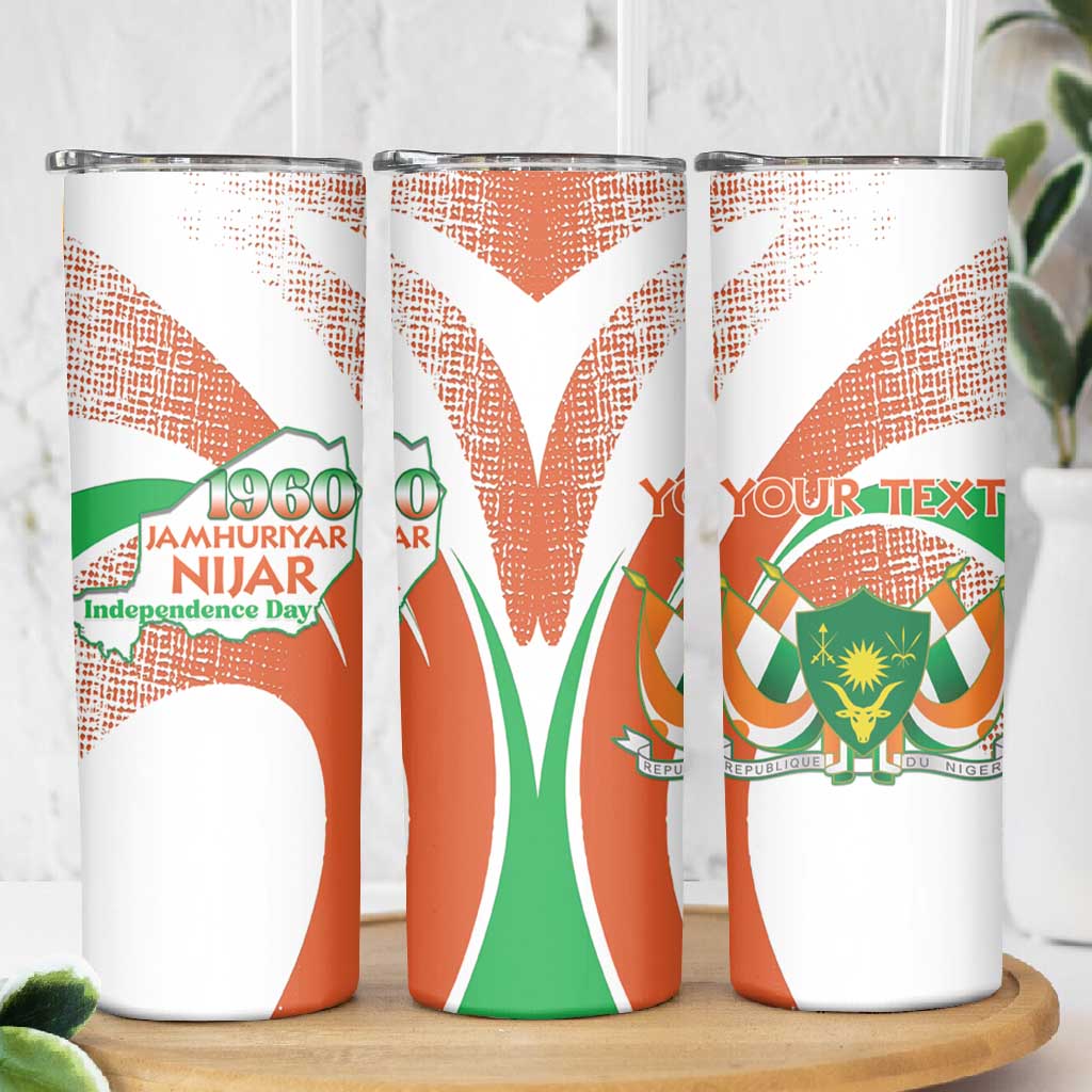 Personalized Happy Jamhuriyar Nijar Independence Day Skinny Tumbler Coat Of Arm With Niger Map