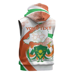 Personalized Happy Jamhuriyar Nijar Independence Day Sleeveless Zip Hoodie Coat Of Arm With Niger Map - African Pride