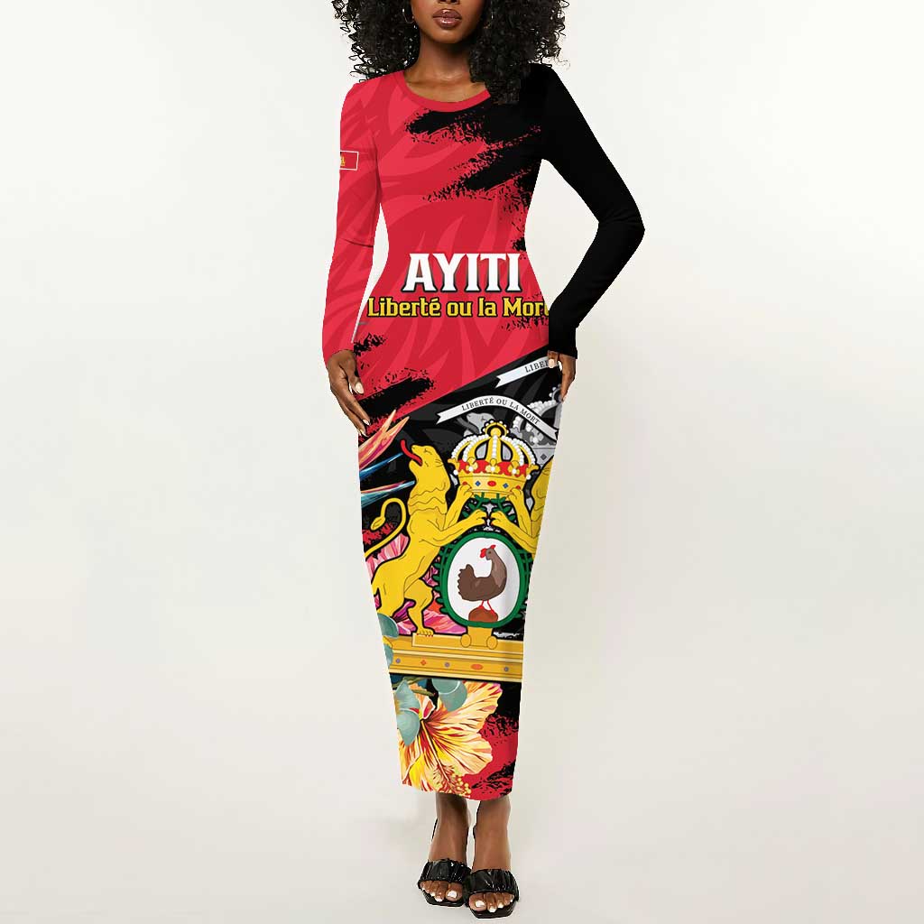 Personalized First Empire of Haiti 1804-1806 Long Sleeve Bodycon Dress Liberté ou la Mort!