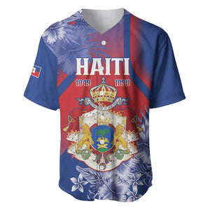 Personalized Second Anpi an Ayiti Baseball Jersey Imperial Haiti Coat Of Arms Tropical Flowers