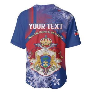Personalized Second Anpi an Ayiti Baseball Jersey Imperial Haiti Coat Of Arms Tropical Flowers