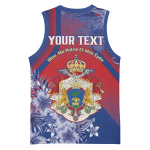 Personalized Second Anpi an Ayiti Basketball Jersey Imperial Haiti Coat Of Arms Tropical Flowers LT15