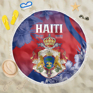 Second Anpi an Ayiti Beach Blanket Imperial Haiti Coat Of Arms Tropical Flowers