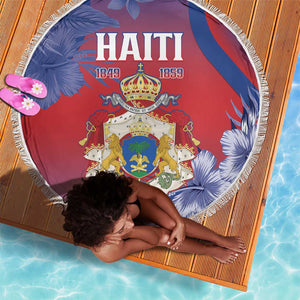 Second Anpi an Ayiti Beach Blanket Imperial Haiti Coat Of Arms Tropical Flowers