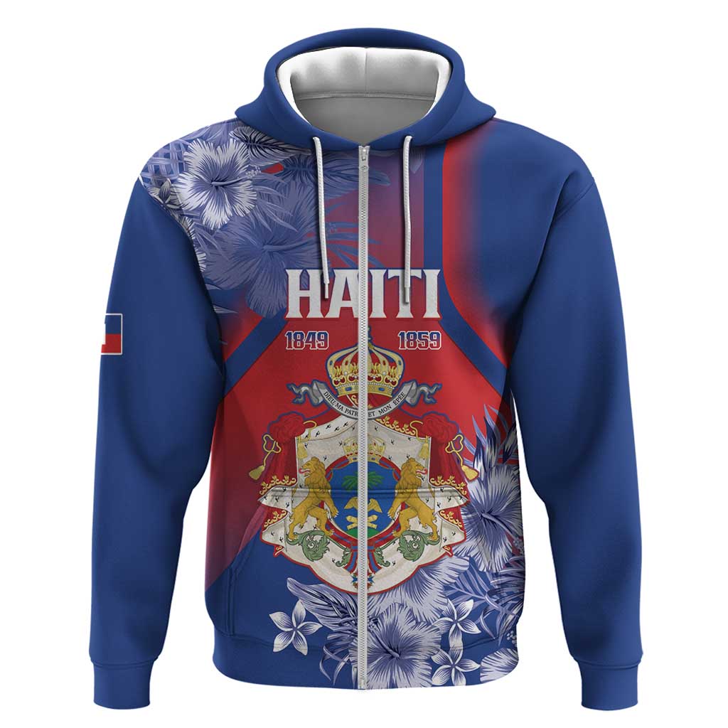 Personalized Second Anpi an Ayiti Hoodie Imperial Haiti Coat Of Arms Tropical Flowers