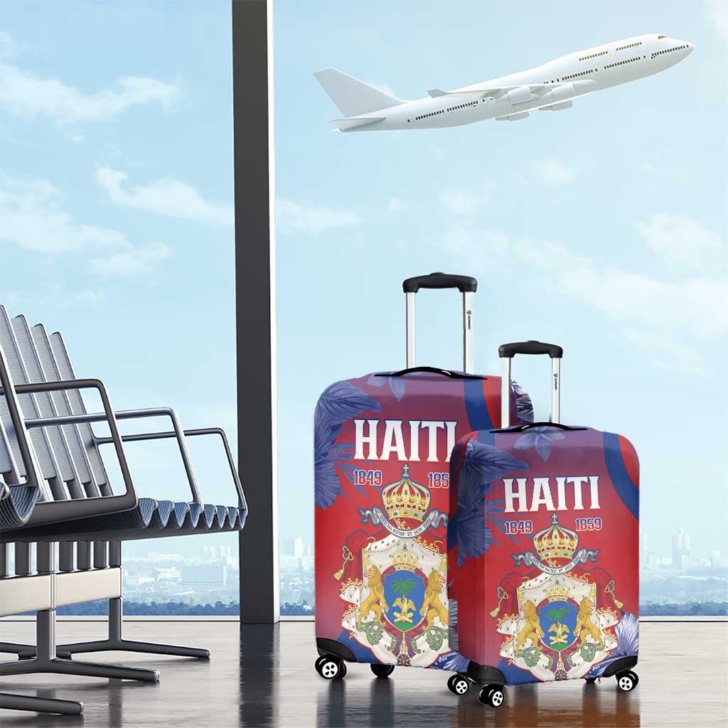 Second Anpi an Ayiti Luggage Cover Imperial Haiti Coat Of Arms Tropical Flowers