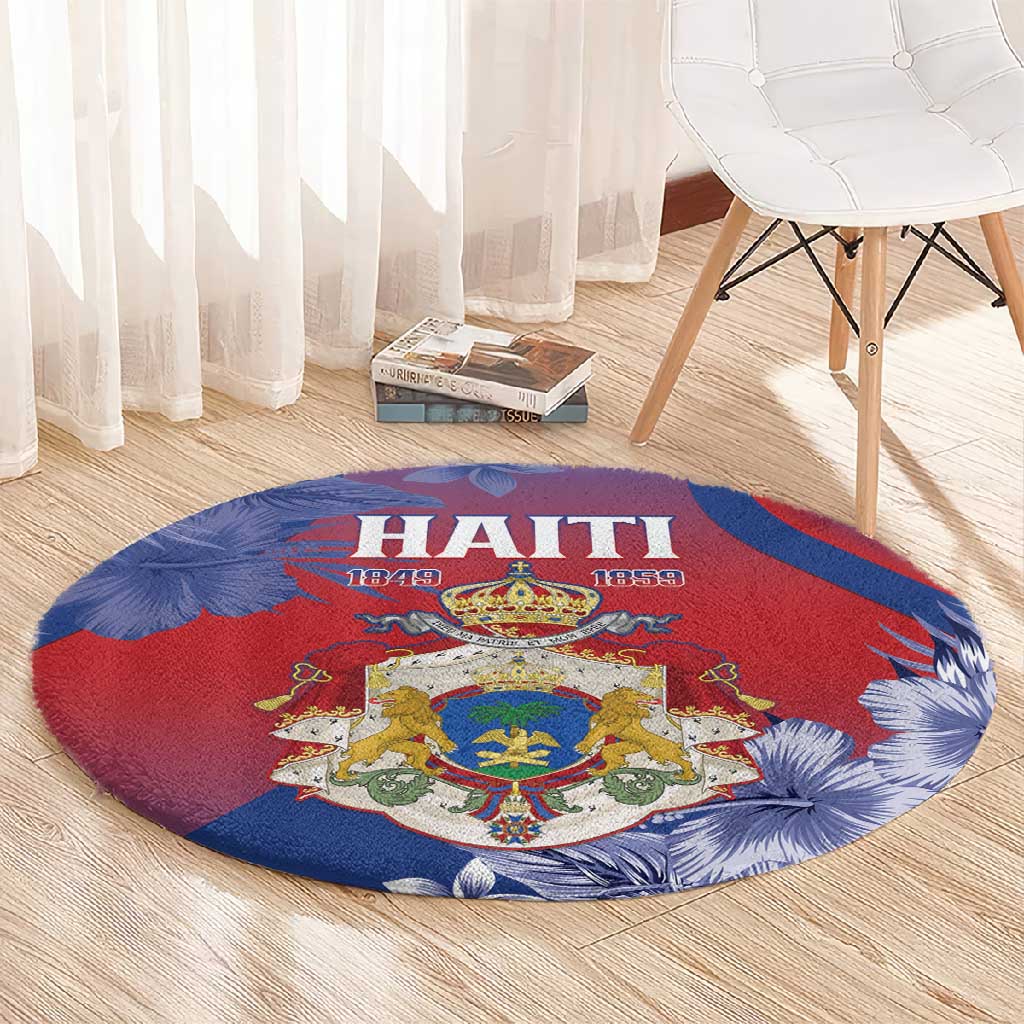 Second Anpi an Ayiti Round Carpet Imperial Haiti Coat Of Arms Tropical Flowers