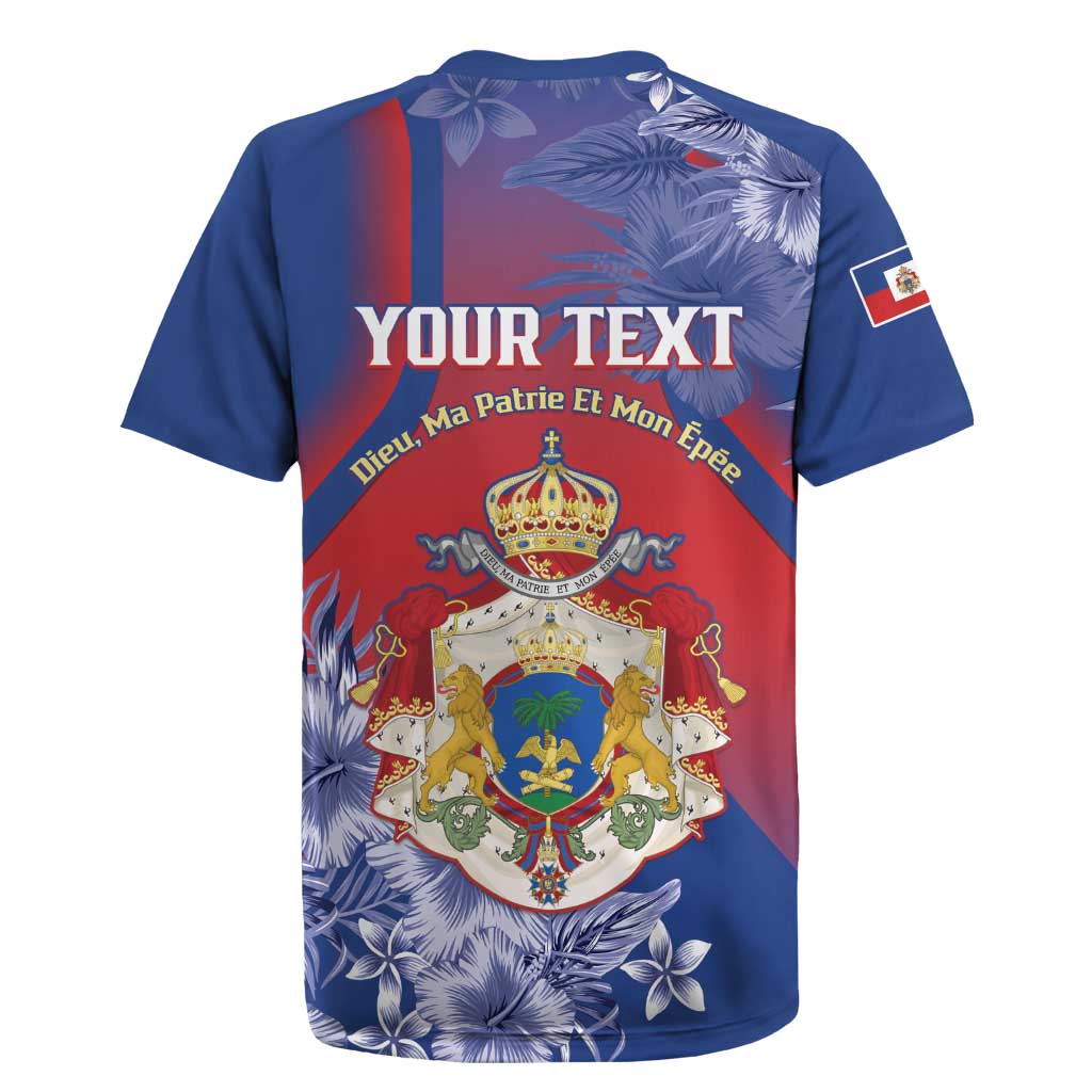 Personalized Second Anpi an Ayiti Rugby Jersey Imperial Haiti Coat Of Arms Tropical Flowers