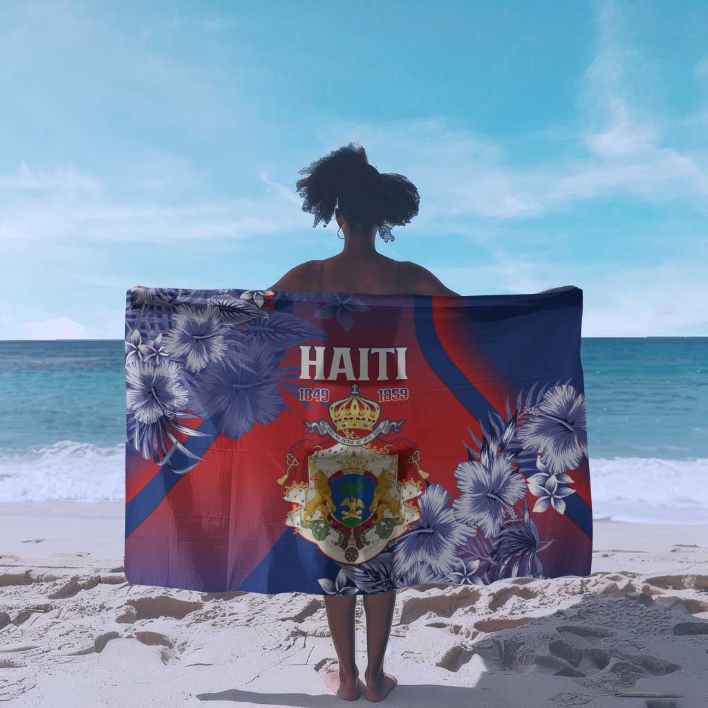 Second Anpi an Ayiti Sarong Imperial Haiti Coat Of Arms Tropical Flowers