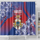 Second Anpi an Ayiti Shower Curtain Imperial Haiti Coat Of Arms Tropical Flowers