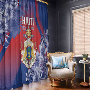 Second Anpi an Ayiti Window Curtain Imperial Haiti Coat Of Arms Tropical Flowers