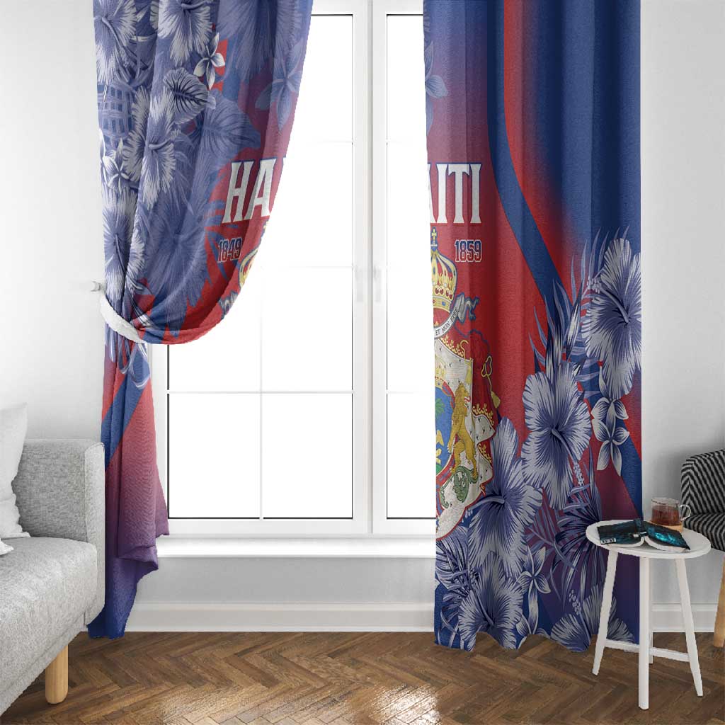 Second Anpi an Ayiti Window Curtain Imperial Haiti Coat Of Arms Tropical Flowers