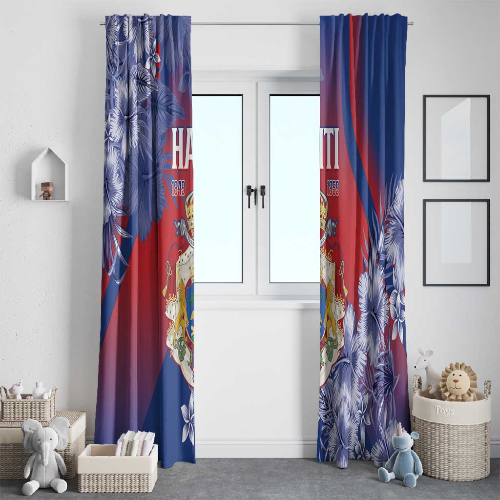 Second Anpi an Ayiti Window Curtain Imperial Haiti Coat Of Arms Tropical Flowers