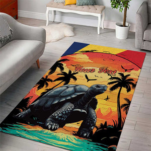 Personalised Afro Seychelles Area Rug Aldabra Giant Tortoise With Beach Sunset