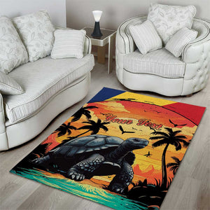 Personalised Afro Seychelles Area Rug Aldabra Giant Tortoise With Beach Sunset