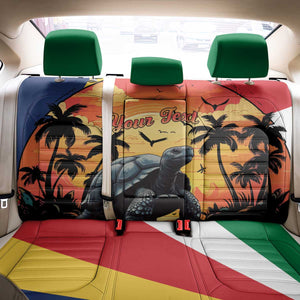 Personalised Afro Seychelles Back Car Seat Cover Aldabra Giant Tortoise With Beach Sunset