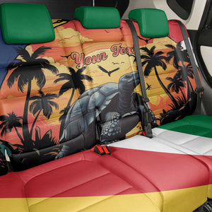 Personalised Afro Seychelles Back Car Seat Cover Aldabra Giant Tortoise With Beach Sunset