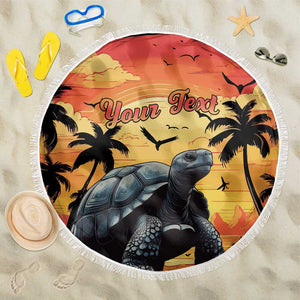 Personalised Afro Seychelles Beach Blanket Aldabra Giant Tortoise With Beach Sunset