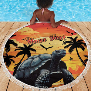 Personalised Afro Seychelles Beach Blanket Aldabra Giant Tortoise With Beach Sunset