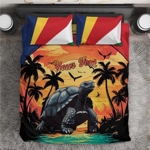 Personalised Afro Seychelles Bedding Set Aldabra Giant Tortoise With Beach Sunset