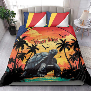 Personalised Afro Seychelles Bedding Set Aldabra Giant Tortoise With Beach Sunset