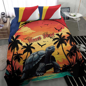 Personalised Afro Seychelles Bedding Set Aldabra Giant Tortoise With Beach Sunset