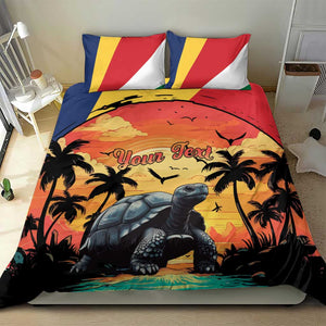 Personalised Afro Seychelles Bedding Set Aldabra Giant Tortoise With Beach Sunset