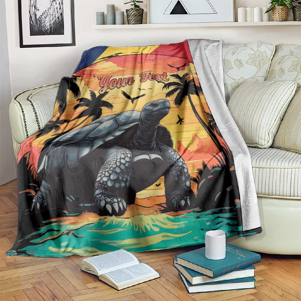 Personalised Afro Seychelles Blanket Aldabra Giant Tortoise With Beach Sunset