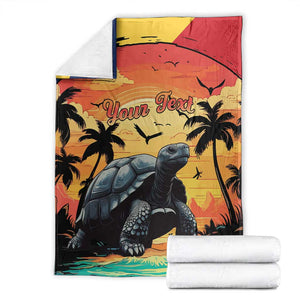 Personalised Afro Seychelles Blanket Aldabra Giant Tortoise With Beach Sunset