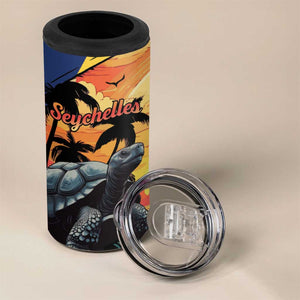 Personalised Afro Seychelles 4 in 1 Can Cooler Tumbler Aldabra Giant Tortoise With Beach Sunset