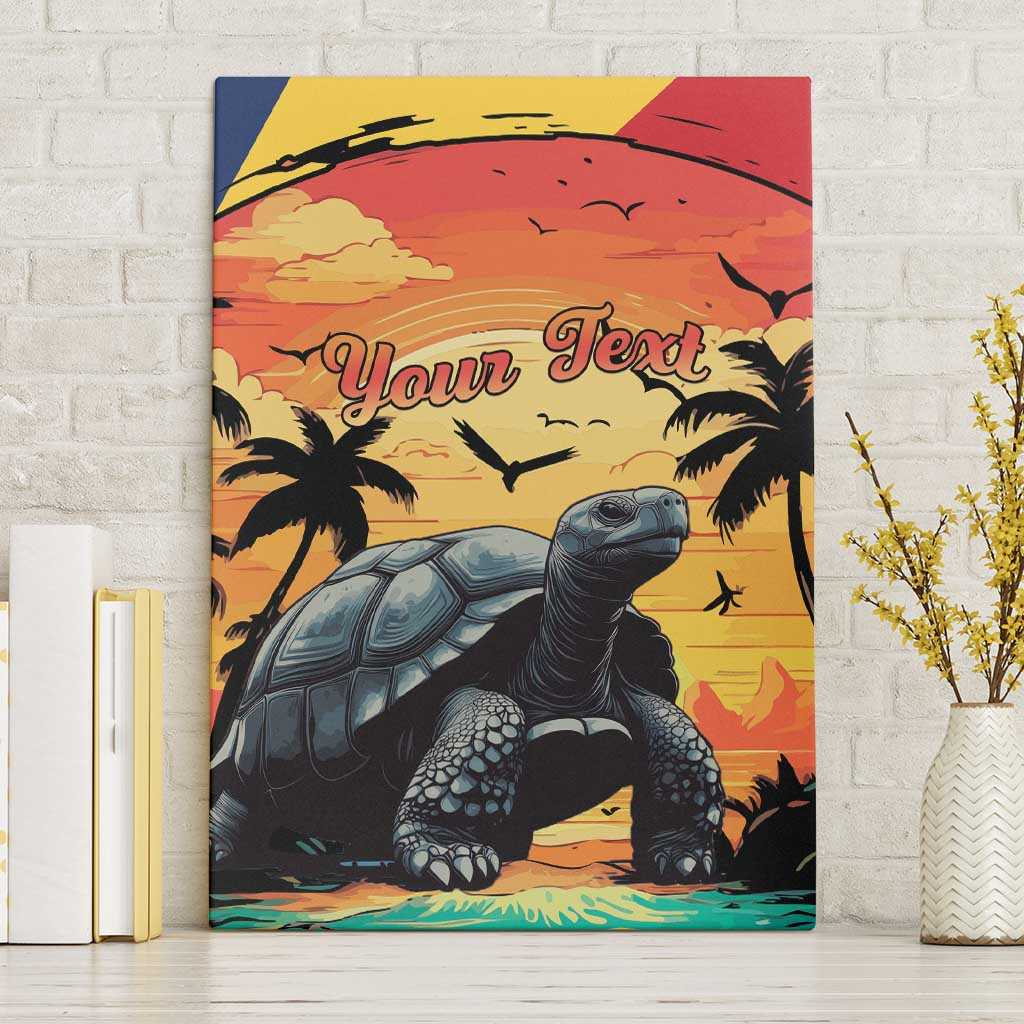 Personalised Afro Seychelles Canvas Wall Art Aldabra Giant Tortoise With Beach Sunset