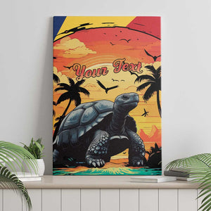 Personalised Afro Seychelles Canvas Wall Art Aldabra Giant Tortoise With Beach Sunset