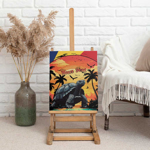 Personalised Afro Seychelles Canvas Wall Art Aldabra Giant Tortoise With Beach Sunset