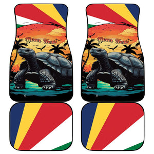 Personalised Afro Seychelles Car Mats Aldabra Giant Tortoise With Beach Sunset