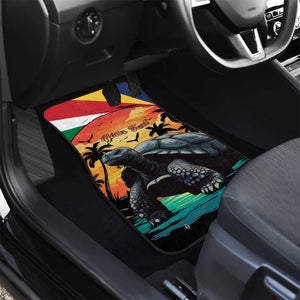 Personalised Afro Seychelles Car Mats Aldabra Giant Tortoise With Beach Sunset