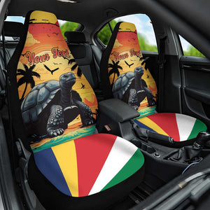 Personalised Afro Seychelles Car Seat Cover Aldabra Giant Tortoise With Beach Sunset