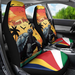 Personalised Afro Seychelles Car Seat Cover Aldabra Giant Tortoise With Beach Sunset