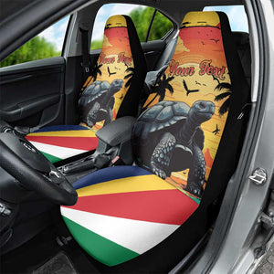 Personalised Afro Seychelles Car Seat Cover Aldabra Giant Tortoise With Beach Sunset