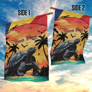 Personalised Afro Seychelles Garden Flag Aldabra Giant Tortoise With Beach Sunset