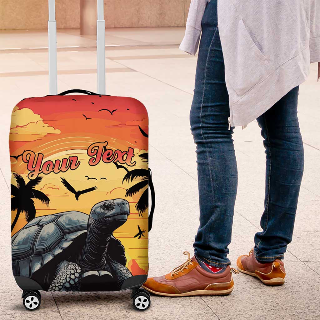 Personalised Afro Seychelles Luggage Cover Aldabra Giant Tortoise With Beach Sunset