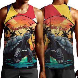 Personalised Afro Seychelles Men Tank Top Aldabra Giant Tortoise With Beach Sunset