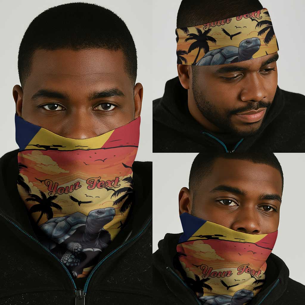 Personalised Afro Seychelles Neck Gaiter Aldabra Giant Tortoise Beach Sunset LT15