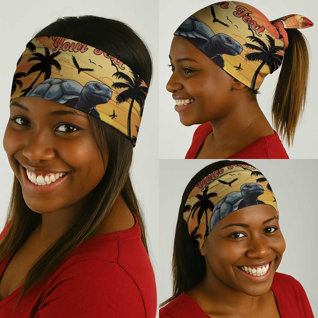 Personalised Afro Seychelles Neck Gaiter Aldabra Giant Tortoise Beach Sunset LT15