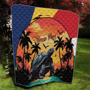 Personalised Afro Seychelles Quilt Aldabra Giant Tortoise With Beach Sunset