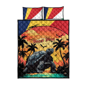 Personalised Afro Seychelles Quilt Bed Set Aldabra Giant Tortoise With Beach Sunset