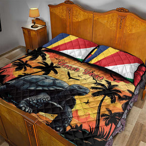 Personalised Afro Seychelles Quilt Bed Set Aldabra Giant Tortoise With Beach Sunset