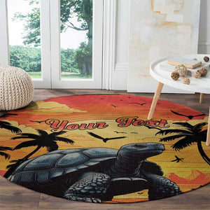 Personalised Afro Seychelles Round Carpet Aldabra Giant Tortoise With Beach Sunset