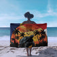 Personalised Afro Seychelles Sarong Aldabra Giant Tortoise With Beach Sunset