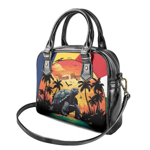 Personalised Afro Seychelles Shoulder Handbag Aldabra Giant Tortoise With Beach Sunset