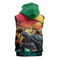 Personalised Afro Seychelles Sleeveless Zip Hoodie Aldabra Giant Tortoise With Beach Sunset - African Pride